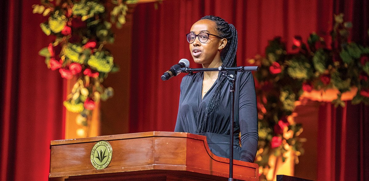 Christelle Inema speaks at Peace Gala