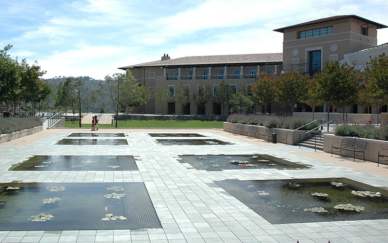 Soka's lily pond courtyard