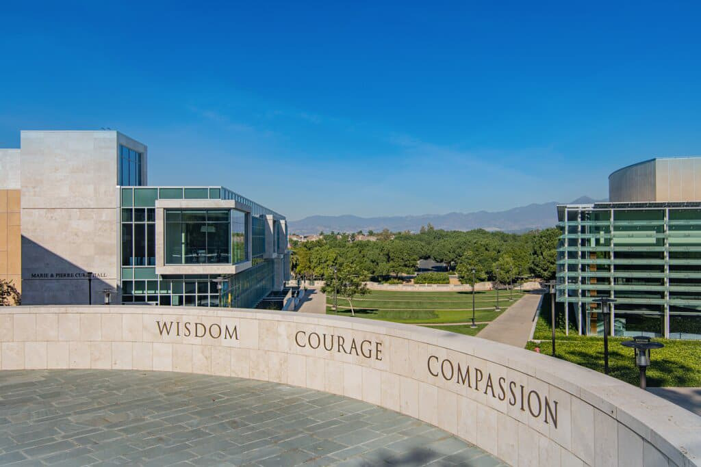 Wall showing Wisdom Courage Compassion motto