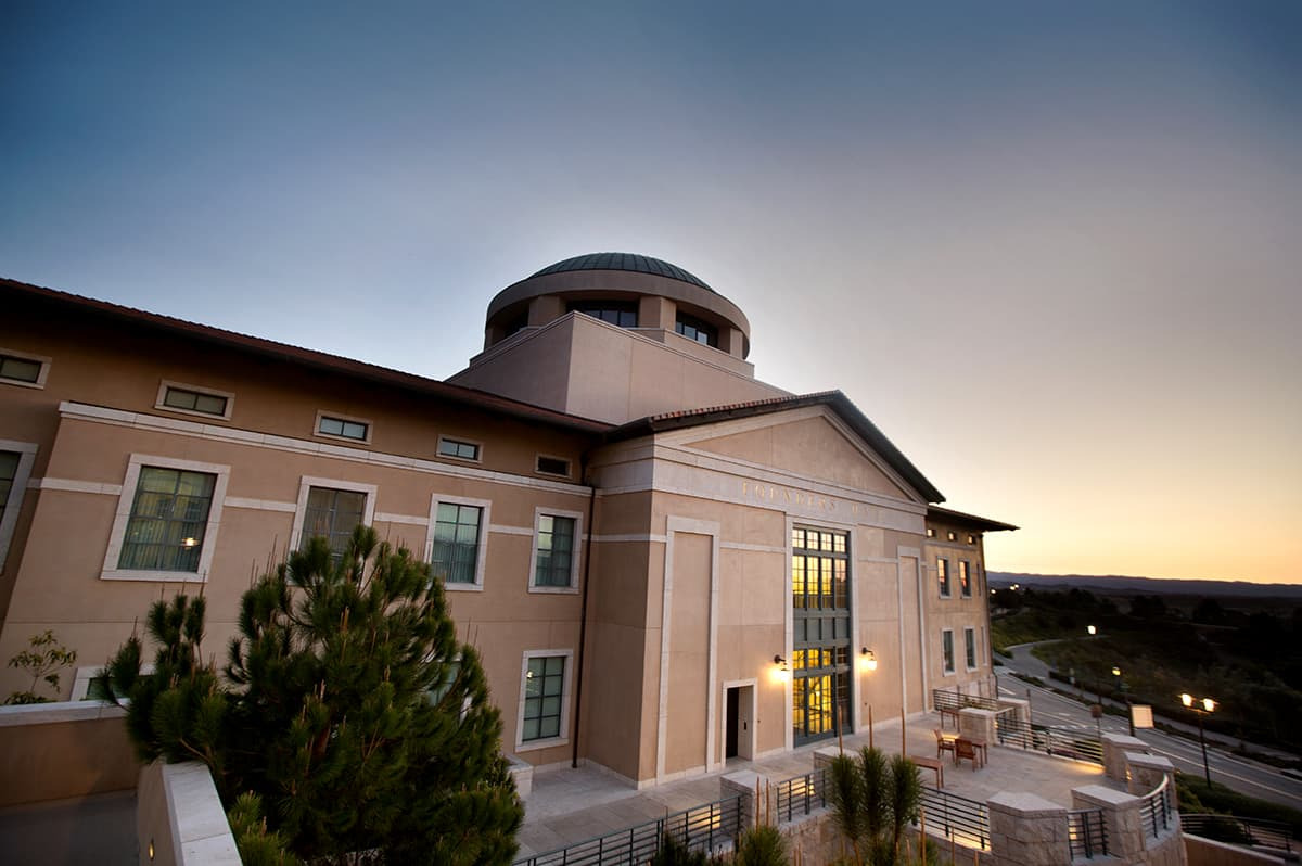 Founders Hall at dusk