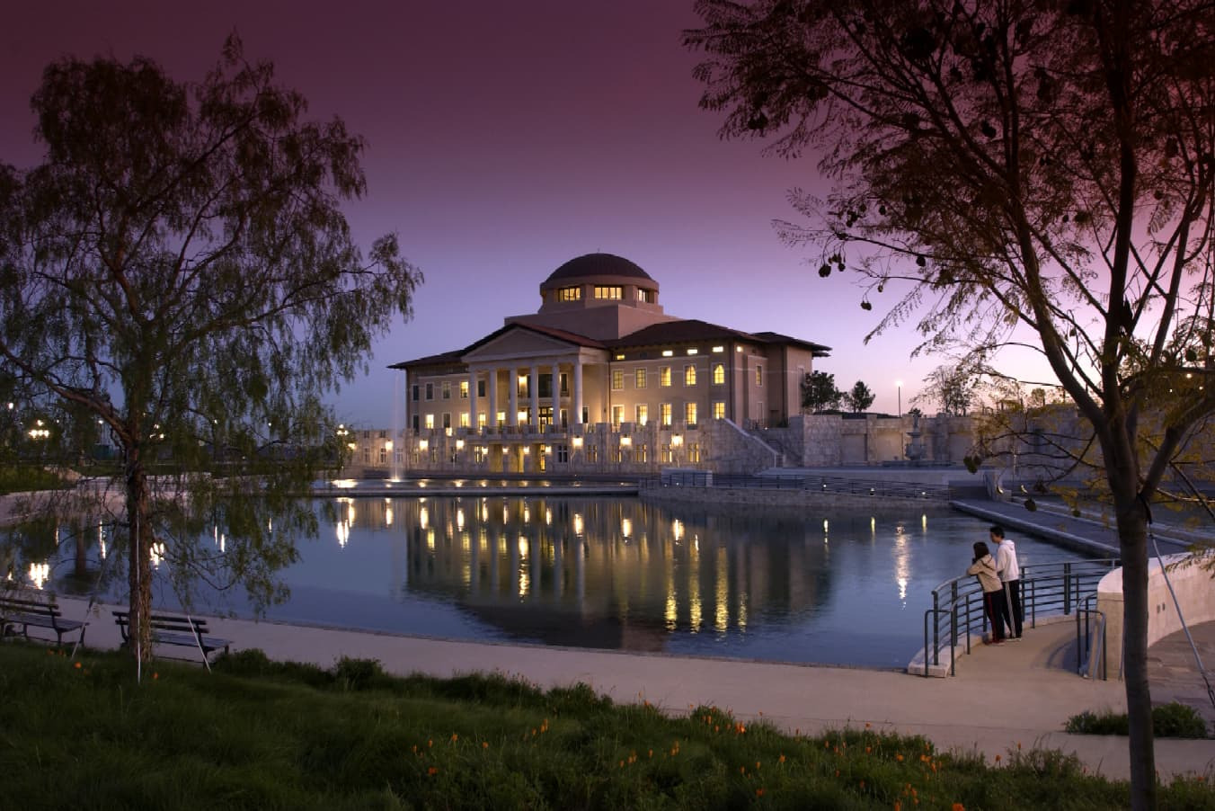 Founders Hall at dusk