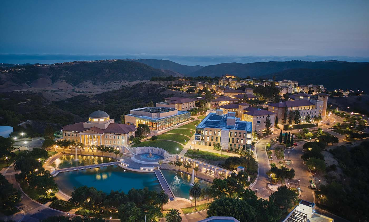 Aerial view of SUA campus at night