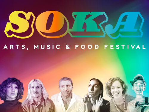 Soka Arts, Music & Food Festival showcasing headshots of performing artists Gaby Moreno, Neil Frances, Biianco, Jazzy Ash, and the Nandos