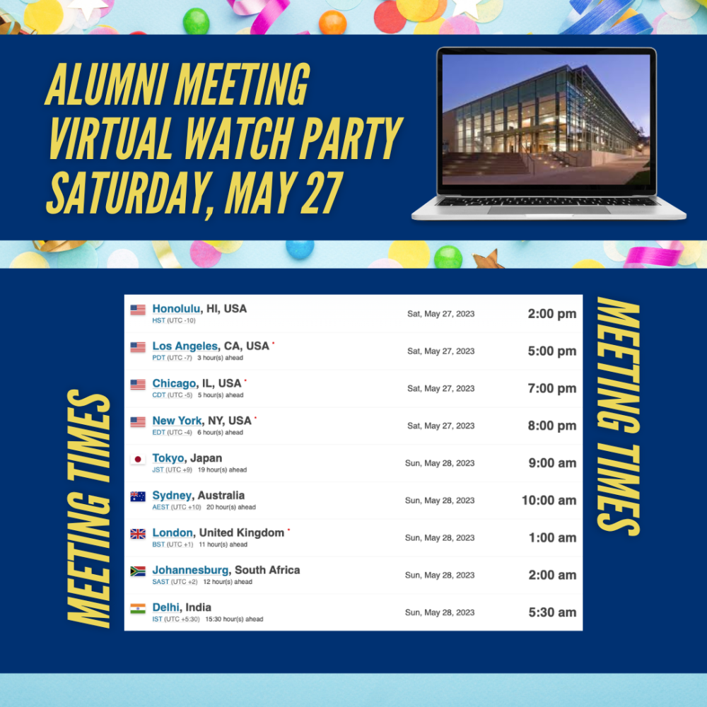 2023 Alumni Meeting Time Zones