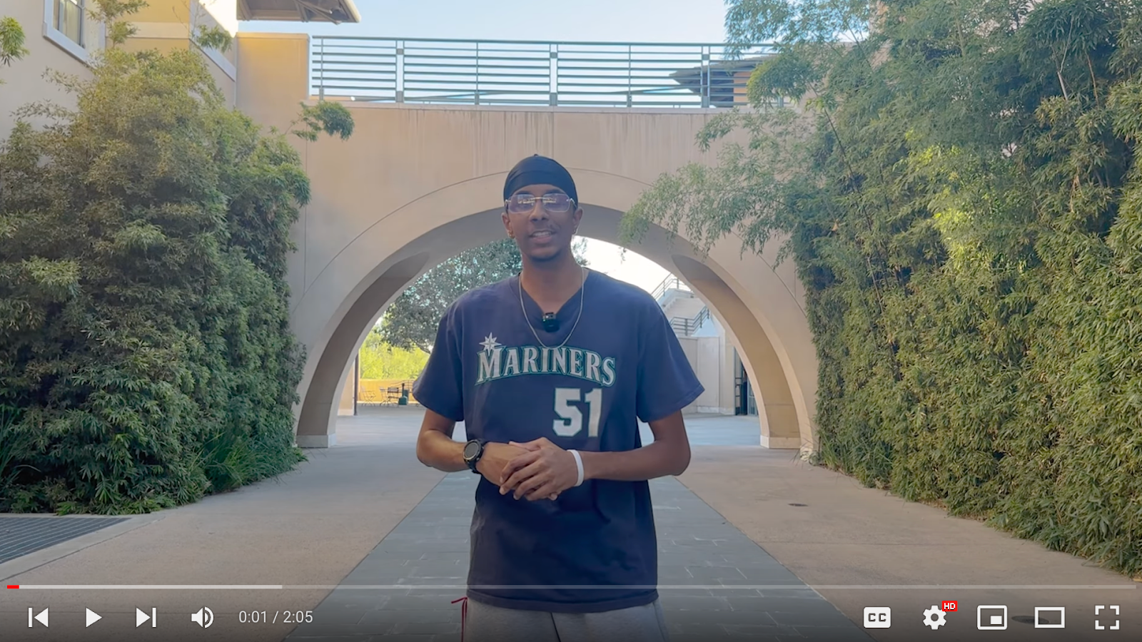 A screenshot of a YouTube video featuring a SUA student talking during the new "Concentrations" video series.