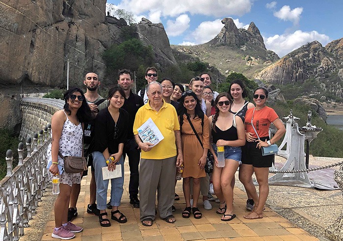 Soka students on location near lake in Brazil