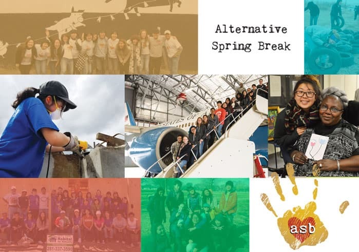 Collage showing students participating in Alternative Spring Break activities