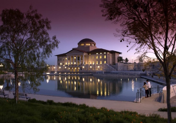 Founders Hall at dusk