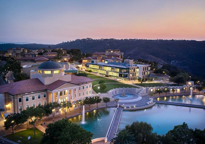 Soka campus aerial view at night