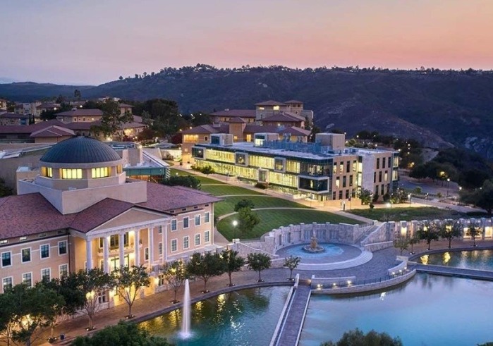 Soka campus aerial view at night