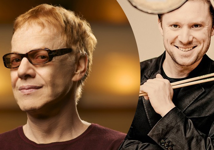 Danny Elfman head shot and Colin Currie head shot