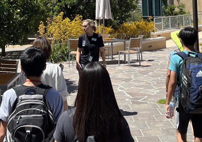 a student providing a campus tour