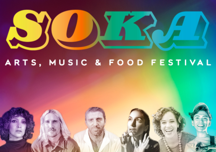 Soka Arts, Music & Food Festival showcasing headshots of performing artists Gaby Moreno, Neil Frances, Biianco, Jazzy Ash, and the Nandos