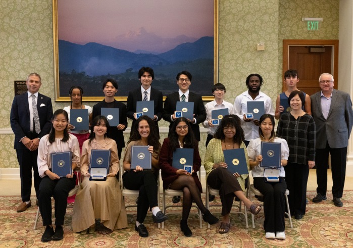 2024 scholarship awardees with university officials 