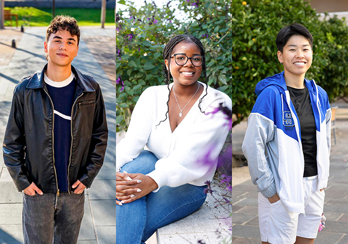 Composite photo of 3 students smiling