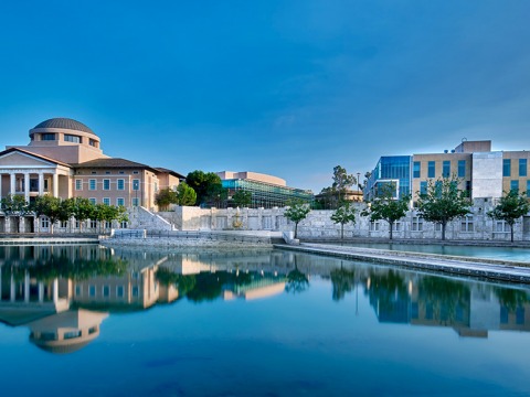 View of Soka campus over Peace Lake
