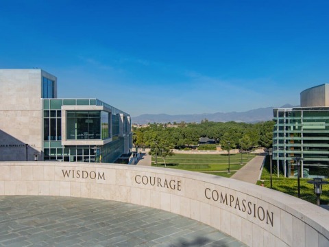 Wall showing Wisdom Courage Compassion motto