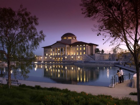 Founders Hall at dusk