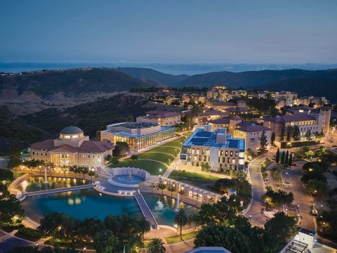 Aerial view of SUA campus at night
