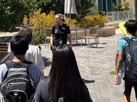 a student providing a campus tour