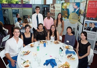 Image of students at welcome dinner