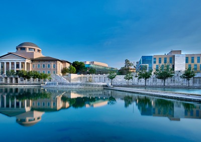 View of Soka campus over Peace Lake