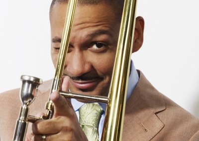 Delfeayo Marsalis holding horn