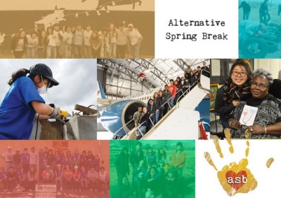 Collage showing students participating in Alternative Spring Break activities