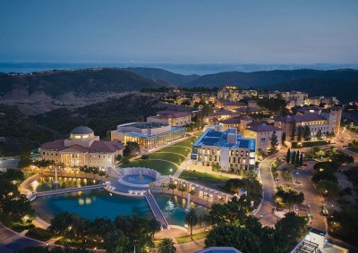 Aerial view of SUA campus at night