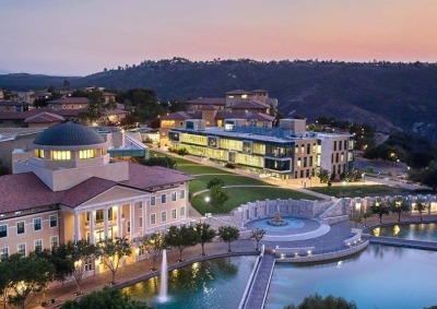Soka campus aerial view at night