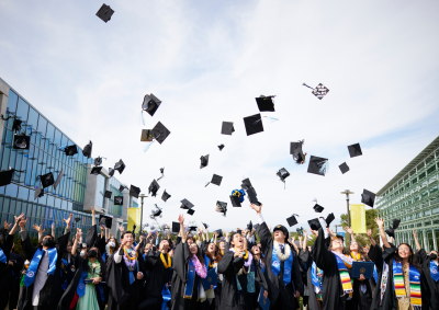 2022 Soka graduates toss their caps in the air