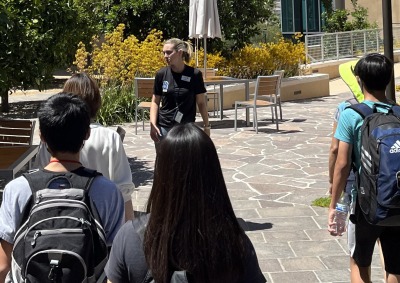 a student providing a campus tour