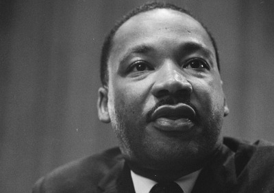 Black and white photo of Martin Luther King Jr.