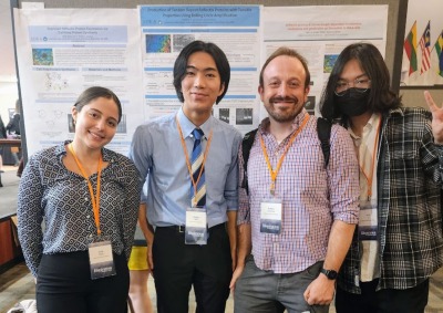 Prof Robert Levenson poses with three Soka Undergraduates