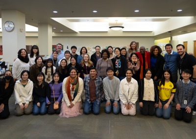 Attendees of a community dialogue for MLK Week pose for a group photo.