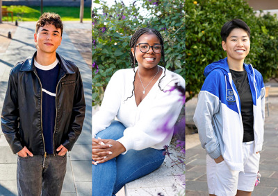 Composite photo of 3 students smiling