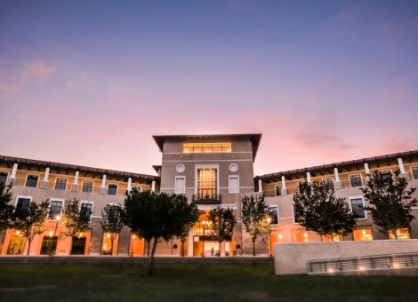 Image of the library during sunset.