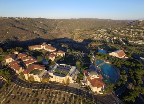 Soka University wide aerial of campus