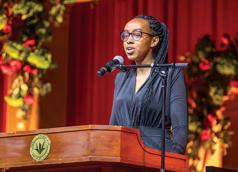 Christelle Inema speaks at Peace Gala