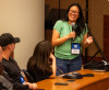 Student speaking at a seminar