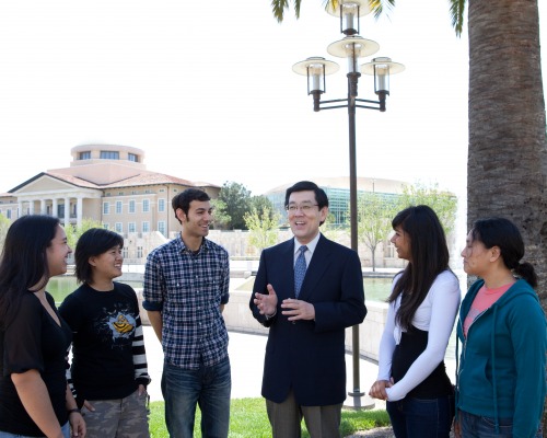 President Danny Habuki with group of students