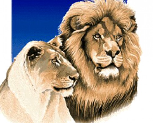 Illustration of Soka's lion mascot