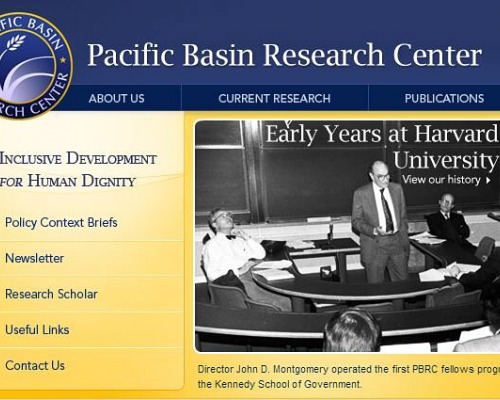 Screen shot of PBRC website homepage