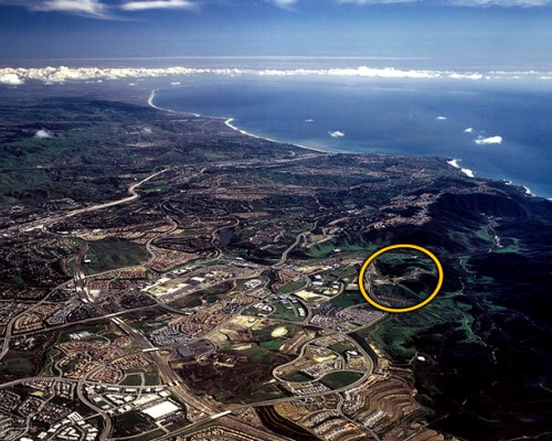 Aerial view of Aliso Viejo with Soka University location circled