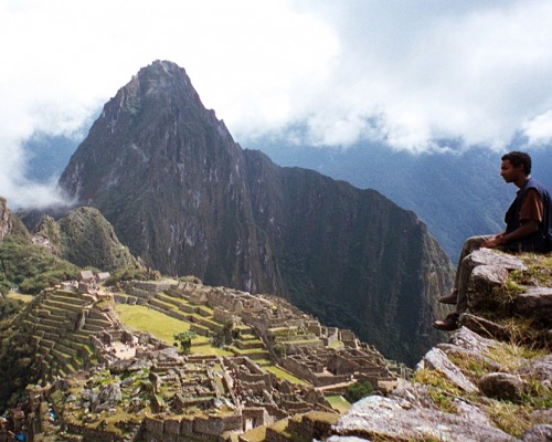 Student overlooking Machu Picchu 
