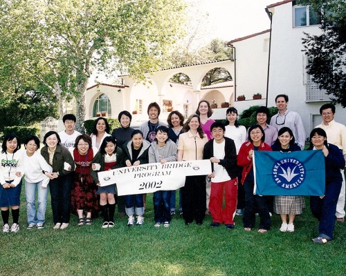 Students gather for group shot on campus