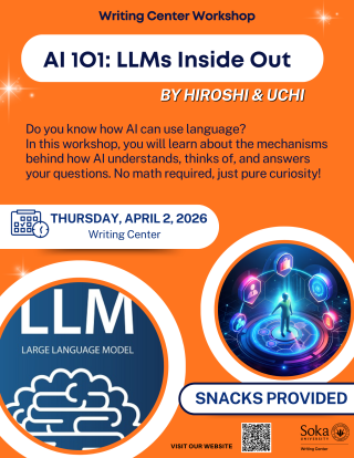 "AI 101: LLMs Inside Out" Writing Center Flyer