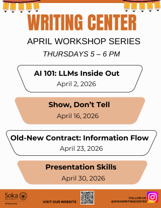 Writing Center April Workshop Series Flyer