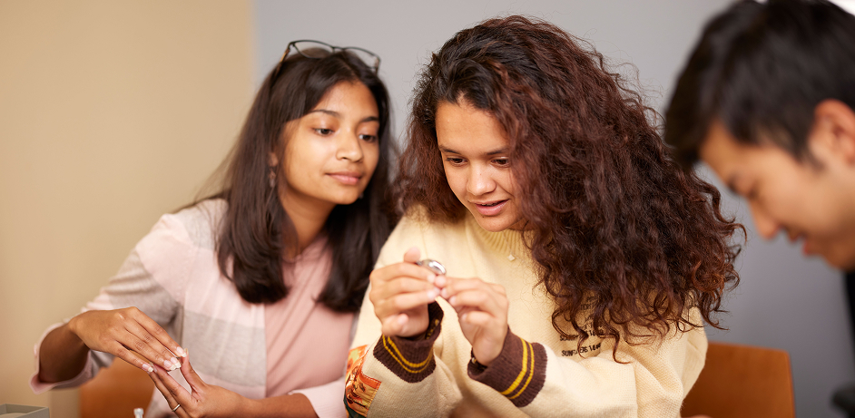 students analyzing things together
